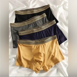 Set of 4 Supersoft new trunks with gold waistband. Medium. Grey/Navy/Black/Gold